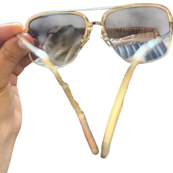 Victoria Beckham \'Navigator\' Aviator Sunglasses Hammered Metal NWOT main image 4